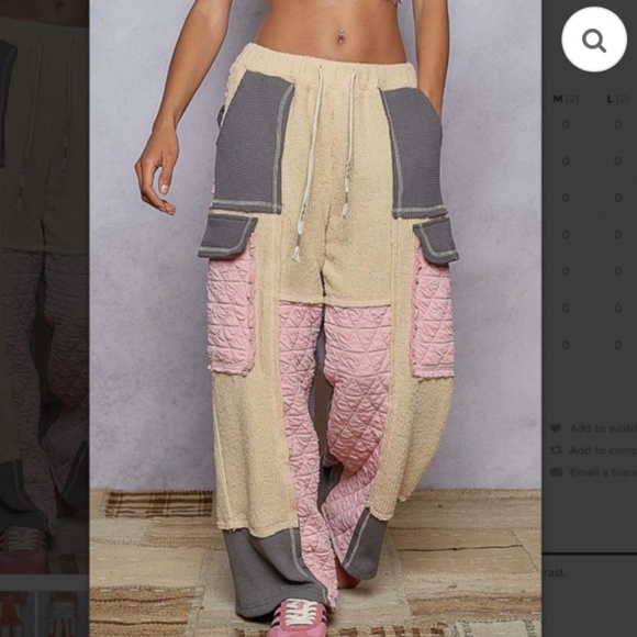 NWT POL Quilted Hoodie & Pants Set Pink/Grey - Picture 5 of 7